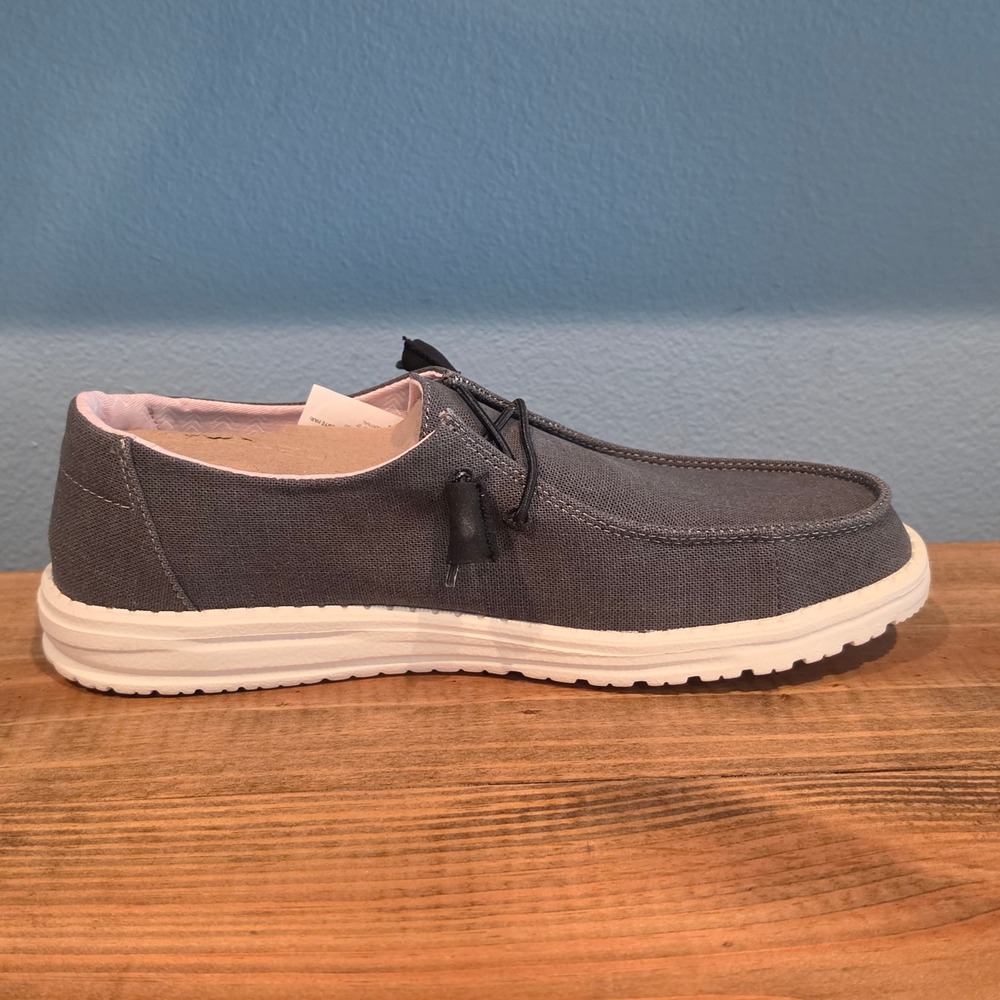 Hey Dude Womens Wendy Chambray Loafers Grey Canvas Slip On Casual Shoes Size 10 - Picture 8 of 12